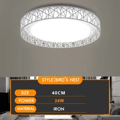 Bird nest 24W Современный светодиодный потолочный светильник с регулируемой яркостью 24 Вт 36 Вт, установленный AC 220 В, светильник для гостиной, домашний светильник, потолочный светильник с дистанционным управлением - Цвет корпуса: Bird nest 24W