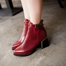 2015 winter autum women boots size 35-43 softs high heels fashion quality motorcycle shoes woman leather ankle boot S-65