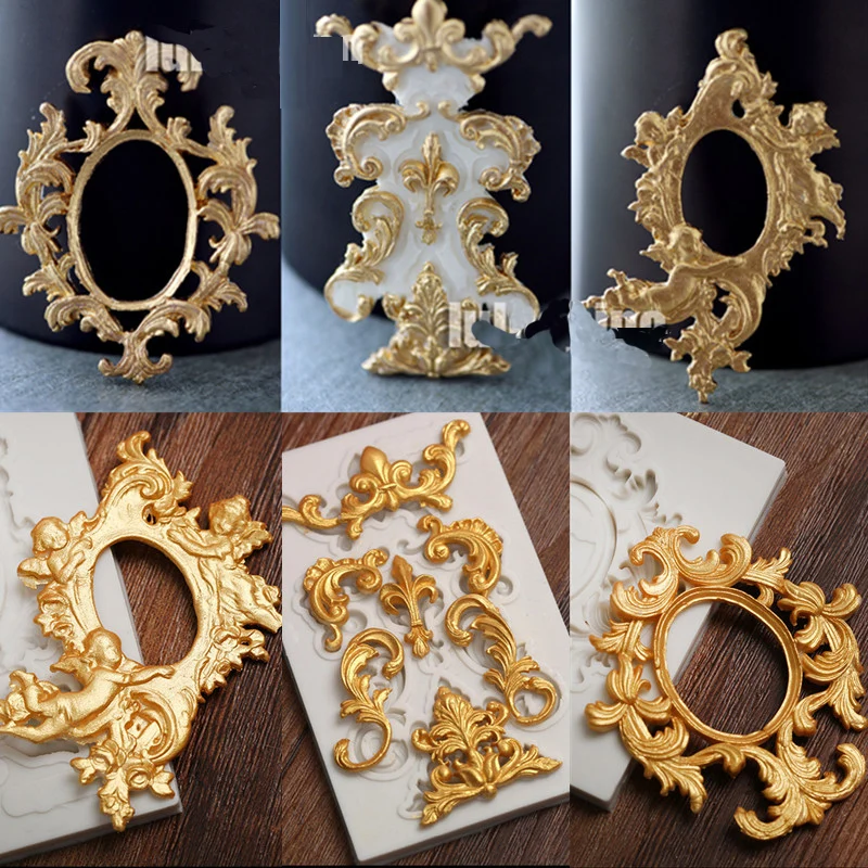 

Vintage Plaque Silicone Mold Pastry Bag Stencil Angel Frame Cake Decorating Tools Sugarcraft Cupcake Canetas Baking