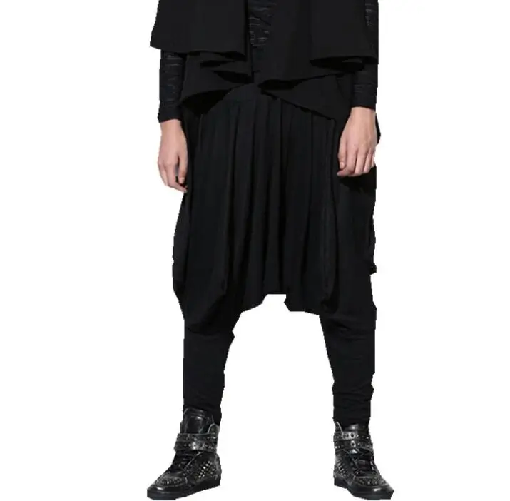Черный Весенние модные хлопковые шаровары, Мужская юбка, брюки, pantalones hombre, брюки карго для мужчин, pantalon homme - Цвет: Черный