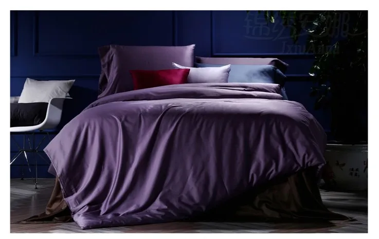 

Deep Purple Bedding sets 100% Egyptian Cotton sheets bed in a bag sheet linen King Queen size duvet cover quilt bedspread 4PCS