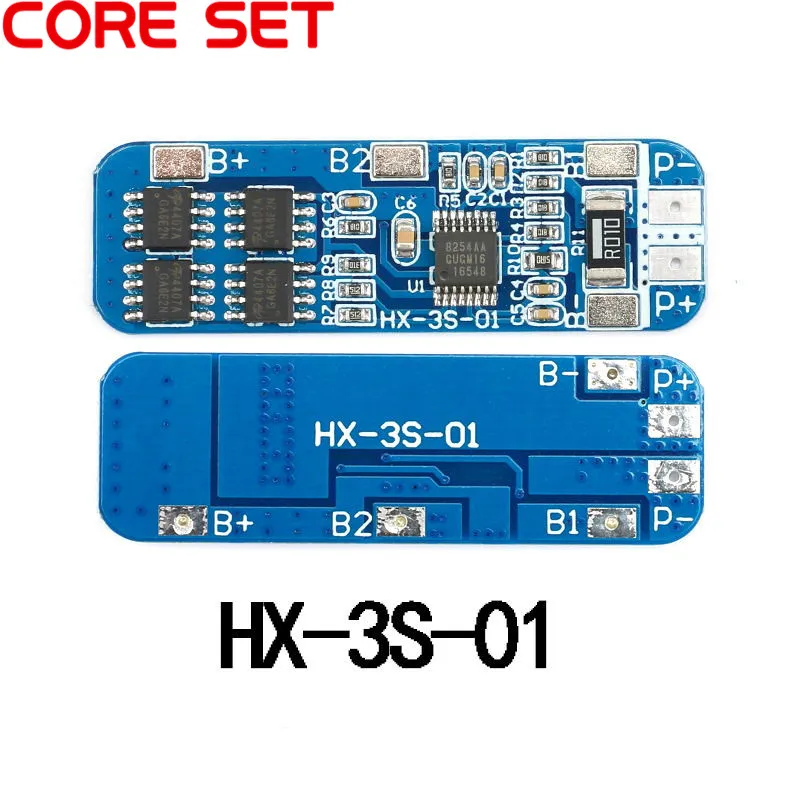 

2PCS 3S 10A 12V 18650 Lithium Battery Charger Board 18650 Li-Ion Battery Charging BMS HX-3S-01 Protection Module 11.1 V 12.6 V