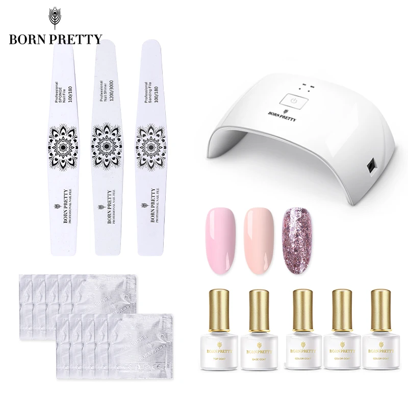

BORN PRETTY 24W Nail Dryer Set UV Gel Polish Curing Lamp Kit Base Top Nail Art File Block Buffer Manicure Kit