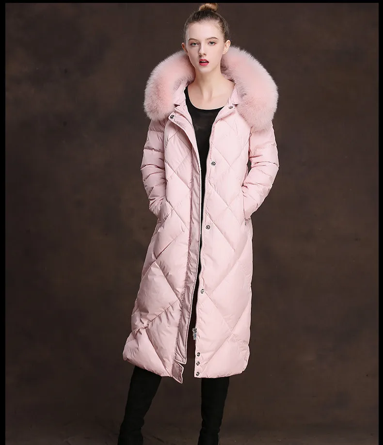 Women Winter Duck Down Jackets Hooded Big Fox Fur Collar Long Coats Dded Down Overknee Jacket Women Winter 2018 AS054 (28)
