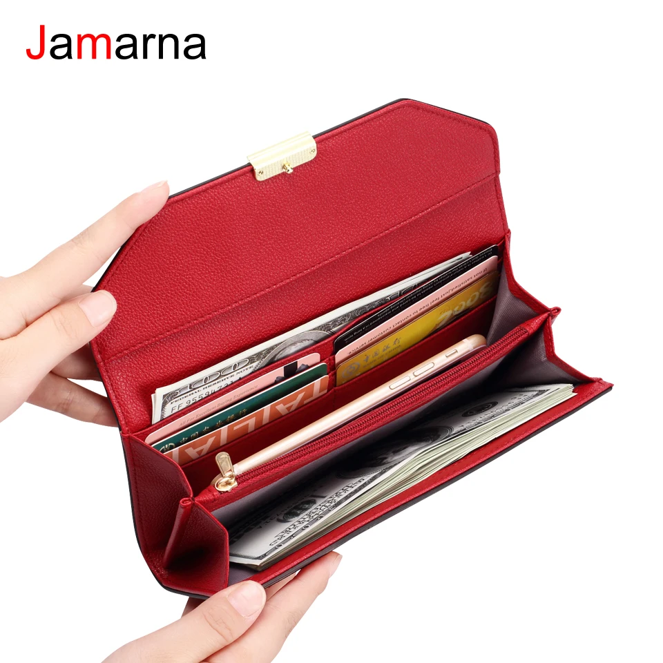 Jamarna женские кошельки кошелек Красный Длинный брендовый дизайн высокое качество