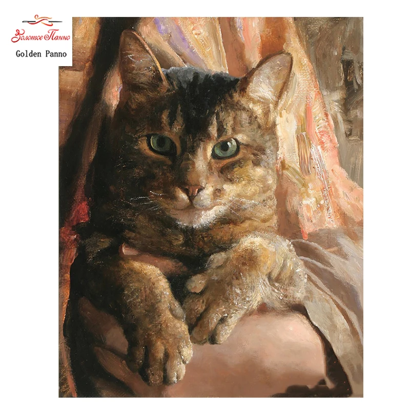 

Golden Panno,DIY Needlework Counted Cross Stitch Set Embroidery Kit 14CT 11CT animal cat Pattern Cross-Stitching 08