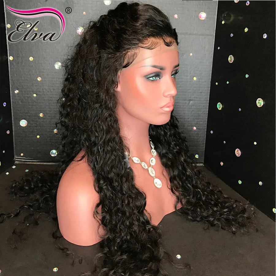 Волосы ELVA 13x6 человеческие парики для черных женщин 150 плотность бразильские кудрявые волосы без повреждения кутикулы парики с детскими волосами предварительно сорванные
