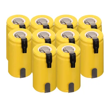 

10PCS Yellow 1.2V 1300mAh Sub C SC Ni-Cd NiCd Rechargeable Battery SC batteries with tab