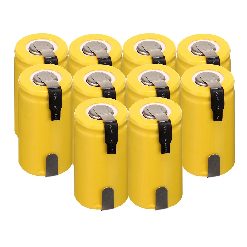 10x Yellow Tab NiCd Batteries 1.2V 1300mah Rechargeable Battery SC 1.2v