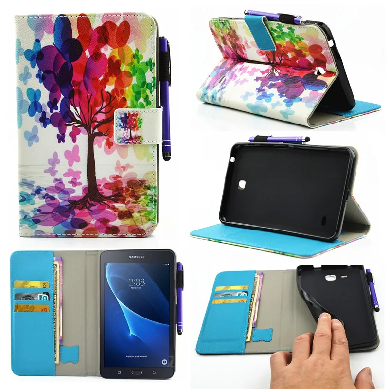 

For SM T230 Case For Samsung Galaxy Tab 4 7.0 inch T230 / T231 / T235 Case Tablet PU Leather Wallet Flip Case Cover Luxury Lip