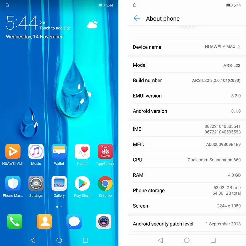  huawei y max Enjoy max 4G 64G snapdragon 660 Octa core Dual Front Rear Camera 7.12 inch 5000 mAh