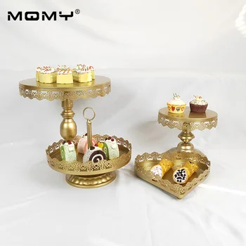 

4 PCS Metal Crystal Cupcake 1 Tier Party Gold White Pink Wedding Cake Stand Set