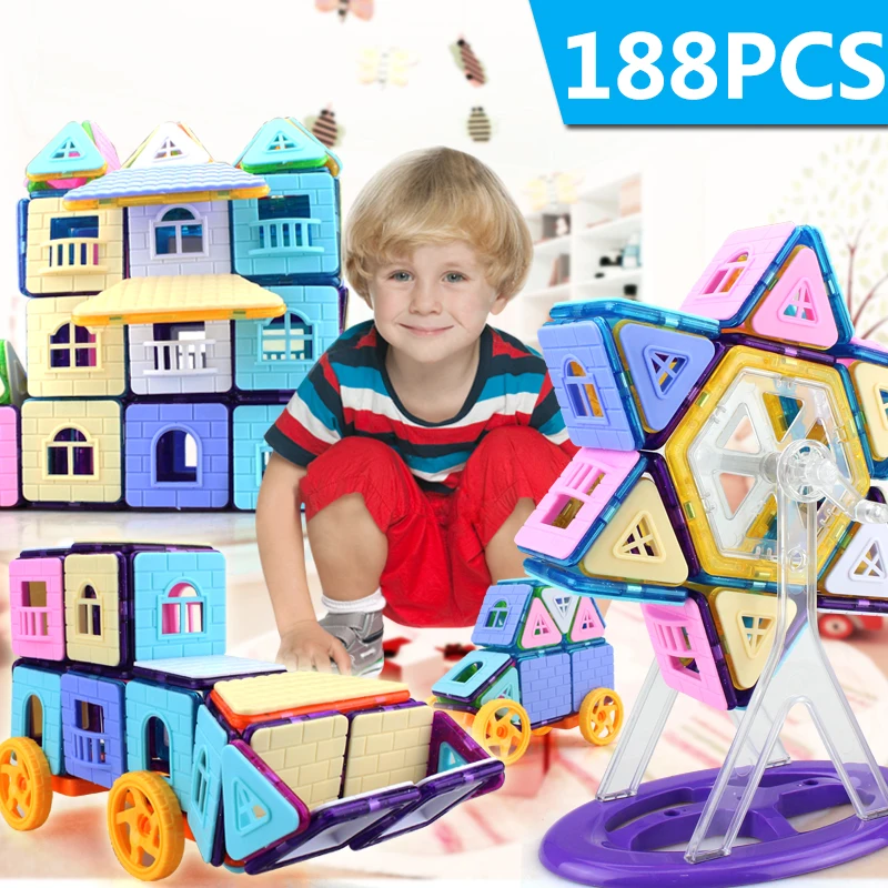 

188PCS Mini Magnetic Building Blocks Magnetic Constructor Designer 3D Pulling DIY Educational Toys Kids Magnet Toys for Children