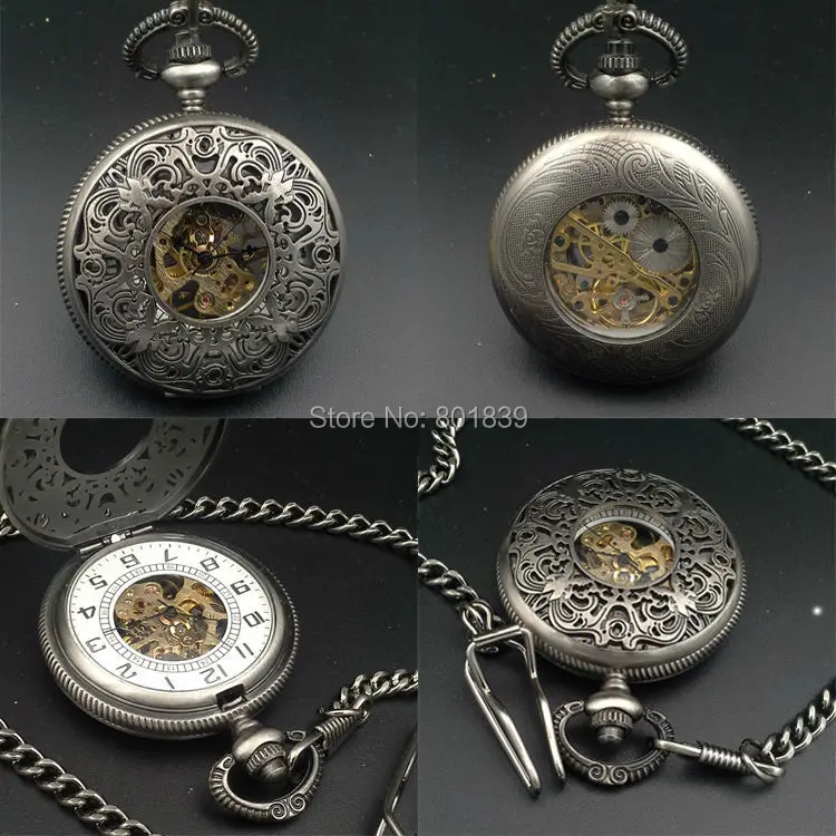 Классический Скелет Заводной механический мужские карманные часы с цепочкой хороший Рождественский подарок PriceH085