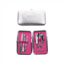 6Pcs/Set Silver Color Soft Case Professional Manicure Pedicure Set Nail Care Set Kit Tool For Women Man Girl Child Kid Gift