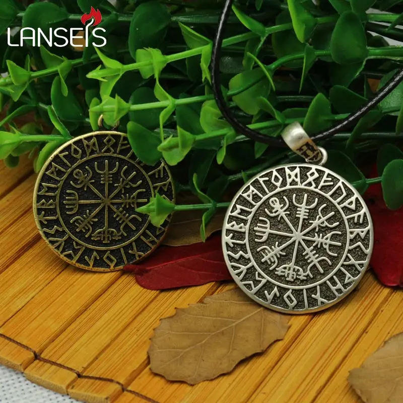 Lanseis10pc valknut odin's رمز قلادة قلادة فايكنغ نورس الروني الرونية vegvisir البوصلة قلادة التنين الروح المجوهرات