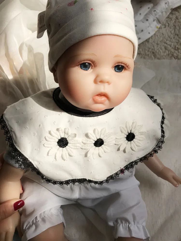 Nordic Cotton Bib Breathable Black White Lace Purfle Burp Anti-spitting Milk Fake Collar Bibs  360 Degree Bib Round Rotating (5)