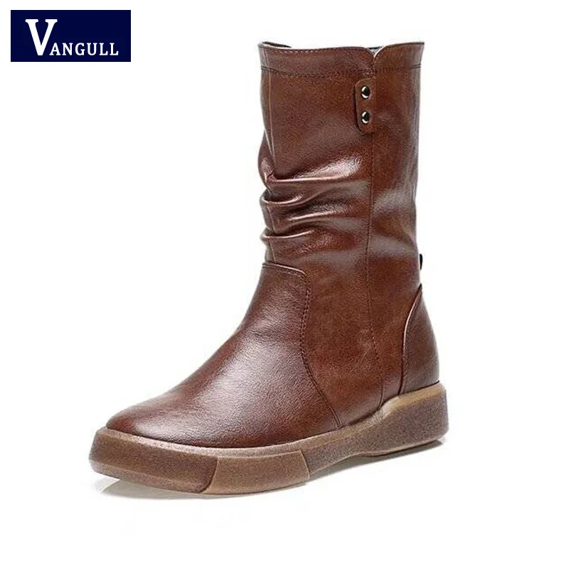 

Vangull 2019 New Short Boots Women Motorcycle Booties Autumn New Winter Round Head Boots Woman Plus Size 35-42 Zapatos De Mujer