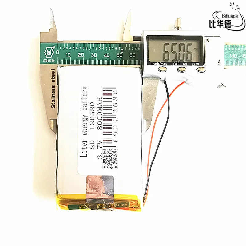 

Liter energy battery Good Qulity 3.7V,8000mAH 126580 Polymer lithium ion / Li-ion battery for tablet pc BANK,GPS,mp3,mp4