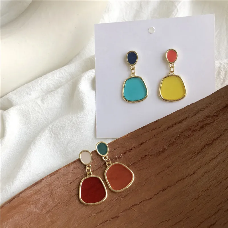 

2019 New Geometric Earrings For Women Exaggerated Transparent Earring Irregular Brincos Solid Color boucle d'oreille femme