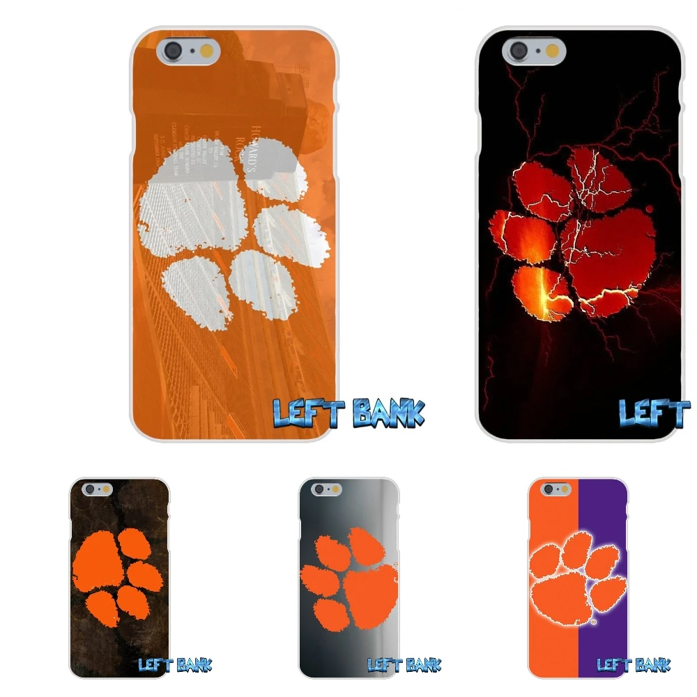 

For iPhone 4 4S 5 5S 5C SE 6 6S 7 Plus Clemson Tigers Logo Soft Silicone TPU Transparent Cover Case