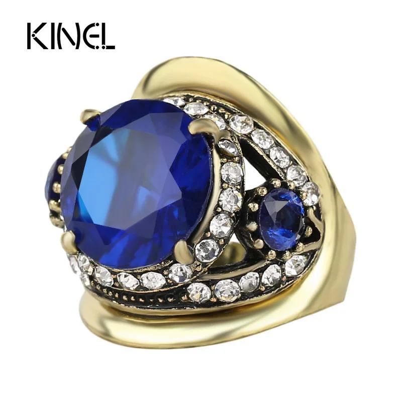 Женское Винтажное кольцо с инкрустацией модное синее кристаллом 2015|sapphire ring|ring