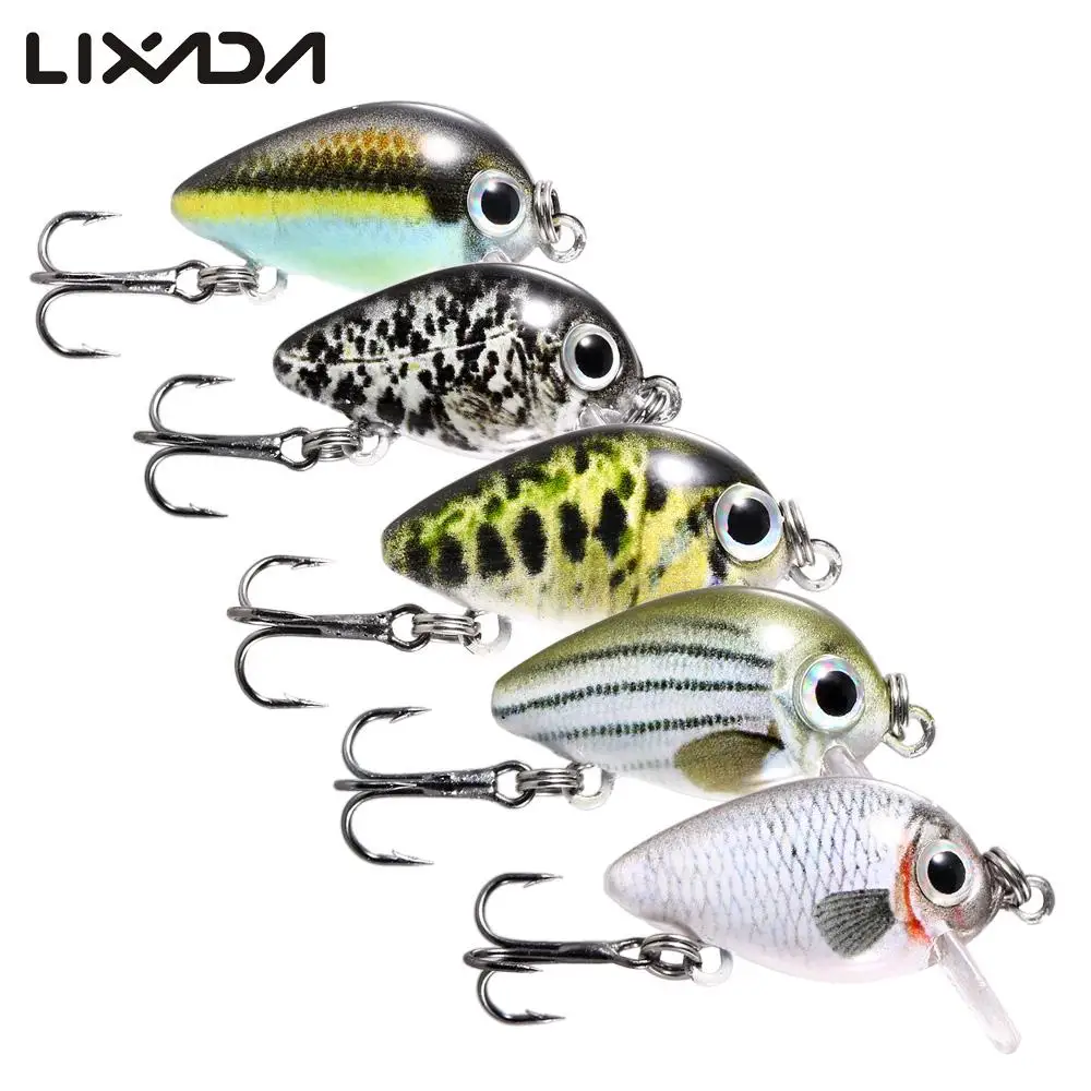 

5pcs/lot Mini Fishing Lures 28mm 2g Hard Fishing Crank Bait Lures with Treble Hook Fishing Tackle Box