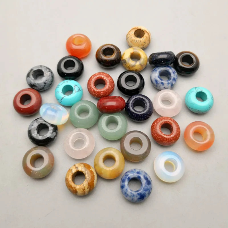 

fashion 36Pcs/lot assorted natural stone round mixed 14x8mm big hloe beads for jewelry making Necklace Earrings accessories