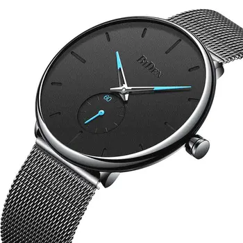 

Fashion Mens Watches BIDEN Top Brand Luxury Quartz Watch Men Casual Slim Mesh Steel Waterproof Sport Watch Relogio Masculino
