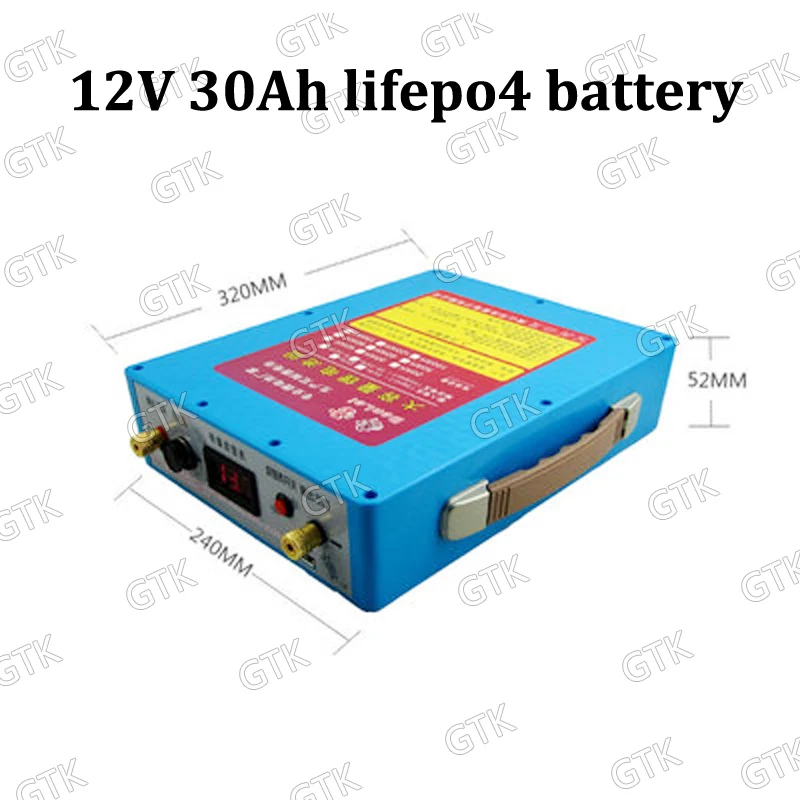 

Lifepo4 12v 30ah battery 18650 lithium battery for 12.8v 360W backup power camper RV inverter Portable power supply +3A Charger