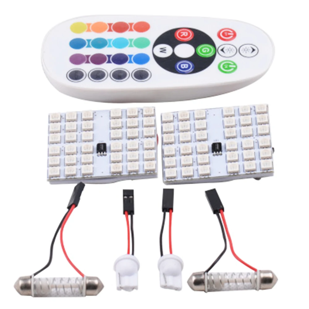 YSY 2PCS RGB 5050 36SMD LED Panel Dome Light Auto Remote Controlled