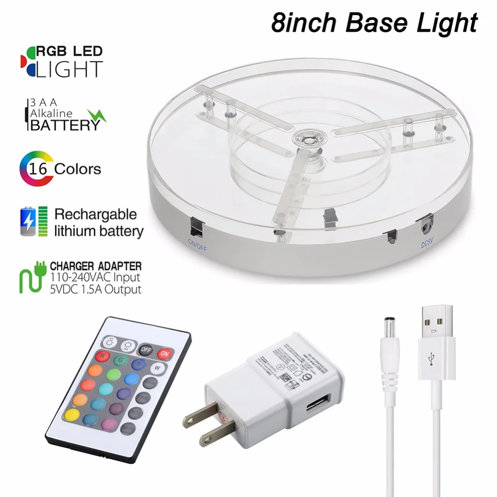 20CM Round LED Light Base with a RGBW 4in1 Spot LED Rechargeable