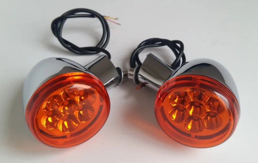 Chrome Rear LED Turn Signals Lights W/ Brackets For Harley Sportster XL