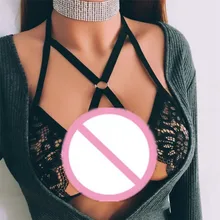 Women's Body Harness Bra Elastic Cage Bra Black Strappy Cut Out Bra Crop Top Sexy HOT army green cut out crop top