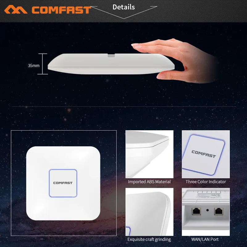 

COMFAST CF-E370AC indoor wireless AP 1200M Ceiling AP openwrt WiFi Access Point gigabit RJ45 port wi fi router signal amplifier