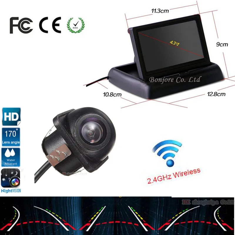 

Foldable 4.3 inch Mirror monitor with Car Rear View Camera Moving Dynamic Trajectory Parking Guide Lines Parking for vw audi