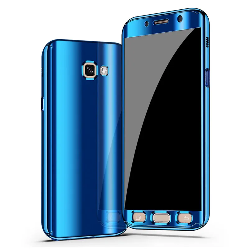 360 градусов полное покрытие чехол для Samsung Galaxy A5 A7 2017 PC Зеркало задняя крышка