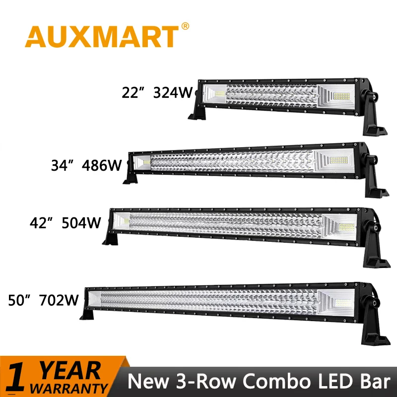 

Auxmart 50" 42" 34" 22" LED bar 702W 594W 486W 324W Straight LED Light bar LED light bar Auto LED Lamp Work Light Bar 12v 24v