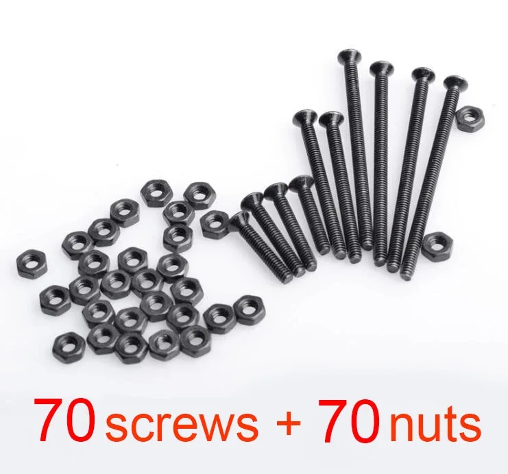

140Pcs Black Screws Nuts M2 Countersunk Head Screw Bolt For Tamiya Mini 4WD Car Model Length 6-40mm Starter Set