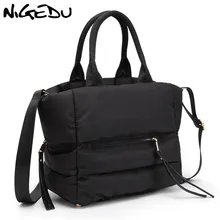 NIGEDU женская сумка Space Bale новая зимняя повседневная Хлопковая сумка с подкладкой из пуха женская сумка через плечо