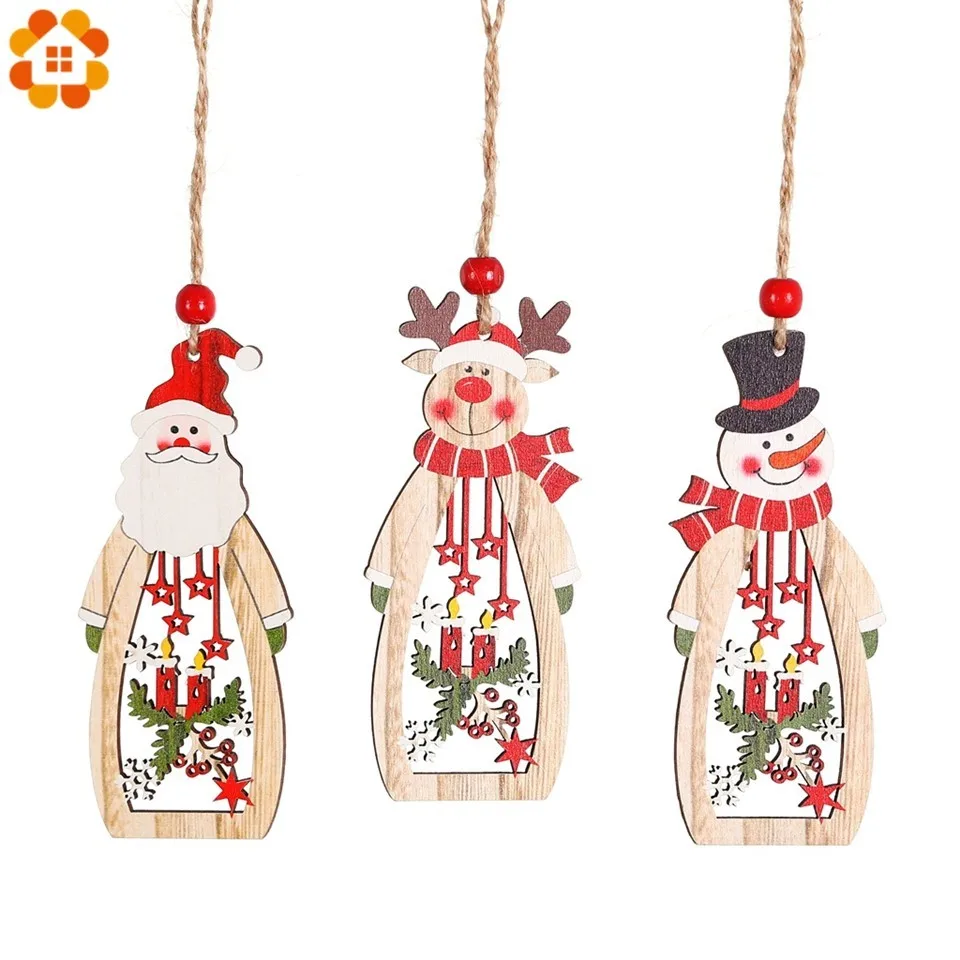 3 шт. деревянный Рождественский Санта Клаус/Снеговик подвесные украшения для дома Рождественская вечеринка Рождественская елка украшения Детские подарки украшения