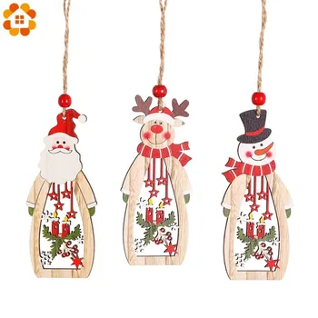 

3PC Wooden Christmas Santa Claus/Snowman Pendant Ornaments For Home Christmas Party Xmas Tree Ornaments Kids Gifts Decoration