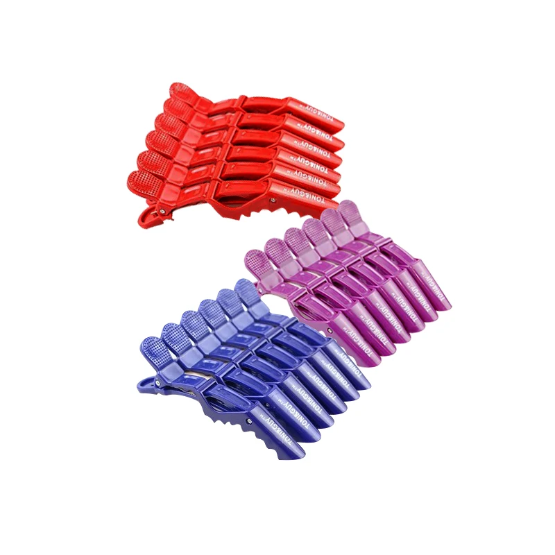 6pcs Hairdressing Black Section Clamps Hair Clips Plastic Pro Hairdressing Hairpins Cutting Salon Hair Styling Tools