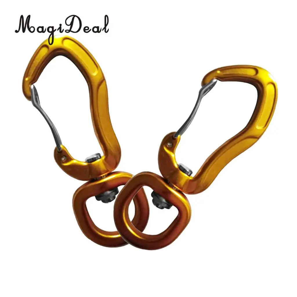 Outdoor 1 Pair Rock Tree Climbing Swivel Carabiner Hanging Connect Hook Camping 71/76mm round eye for Camping Caving Climbing