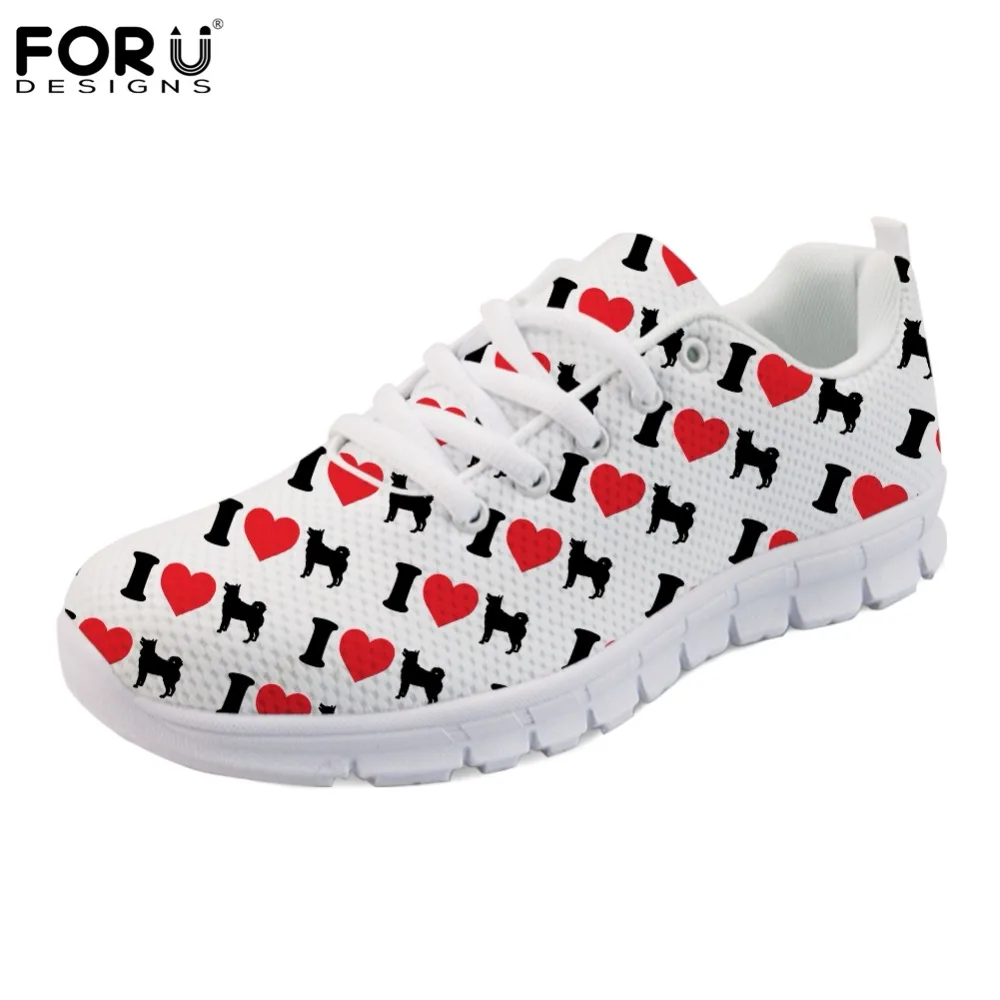 

FORUDESIGNS I Love Husky/Doberman Brand Designer Women Shoes Flats Light Comfortable Lace-up Women's Sneakers Casual Zapatos