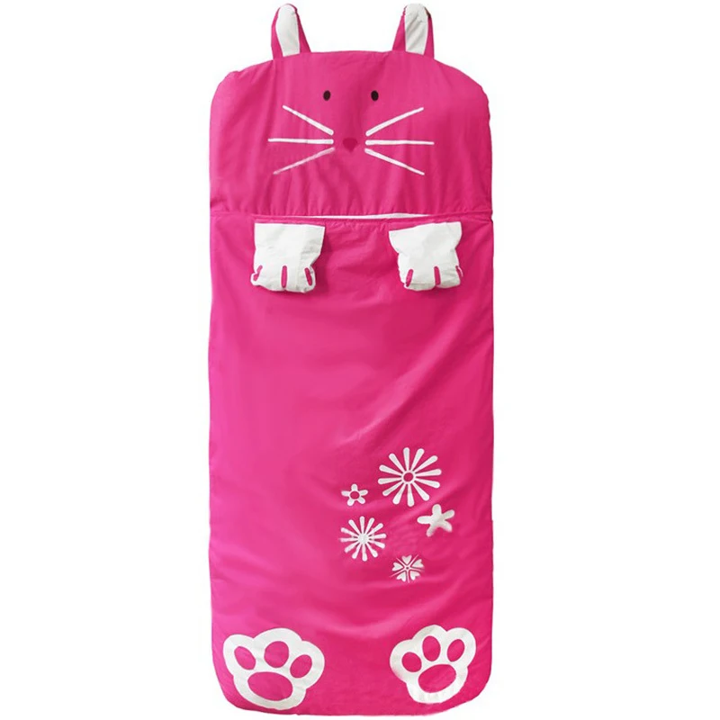 Прекрасный кот кролик динозавр мультфильм животные Детские спальные мешки мягкие теплые милые дети покрывало для сна CTSD - Цвет: hot pink cat