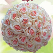 "(20 см) мята зеленые цветы шар Шелковая Роза украшение для свадьбы целующиеся шары Pomanders мята искусственный цветок шар украшения - Цвет: Champagne