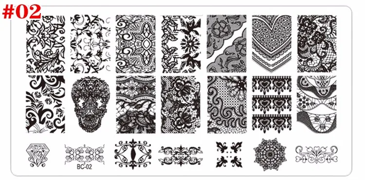 Flores de Renda Unha de Aço Novas Unha Selo Arte Carimbar Placa Imagem 10 Pçs - Lote 6*12 cm Template Inoxidável Manicure Ferramentas Stencil 4 Beleza e saúde