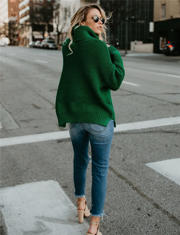 Women Turtleneck Sweaters Autumn Winter Pull Jumpers European Casual Twist Warm Sweaters Female oversized sweater Pull