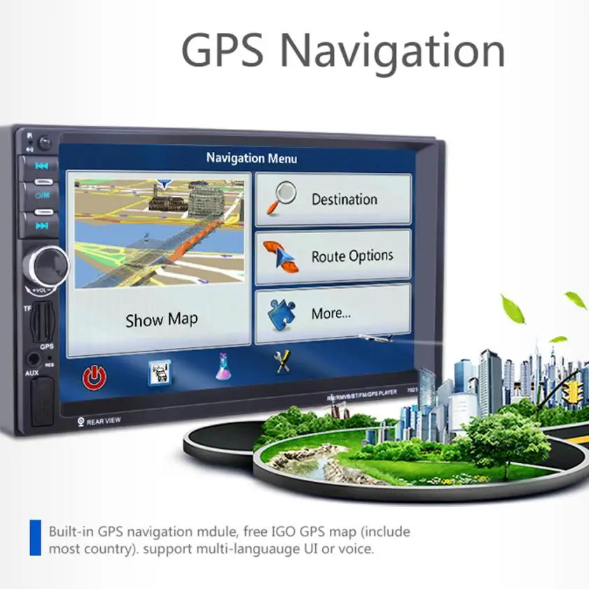 Двойной 2 DIN автомобиль 7 MP3 MP5 плеер Стерео FM радио gps Sat Nav Bluetooth USB AUX# LD